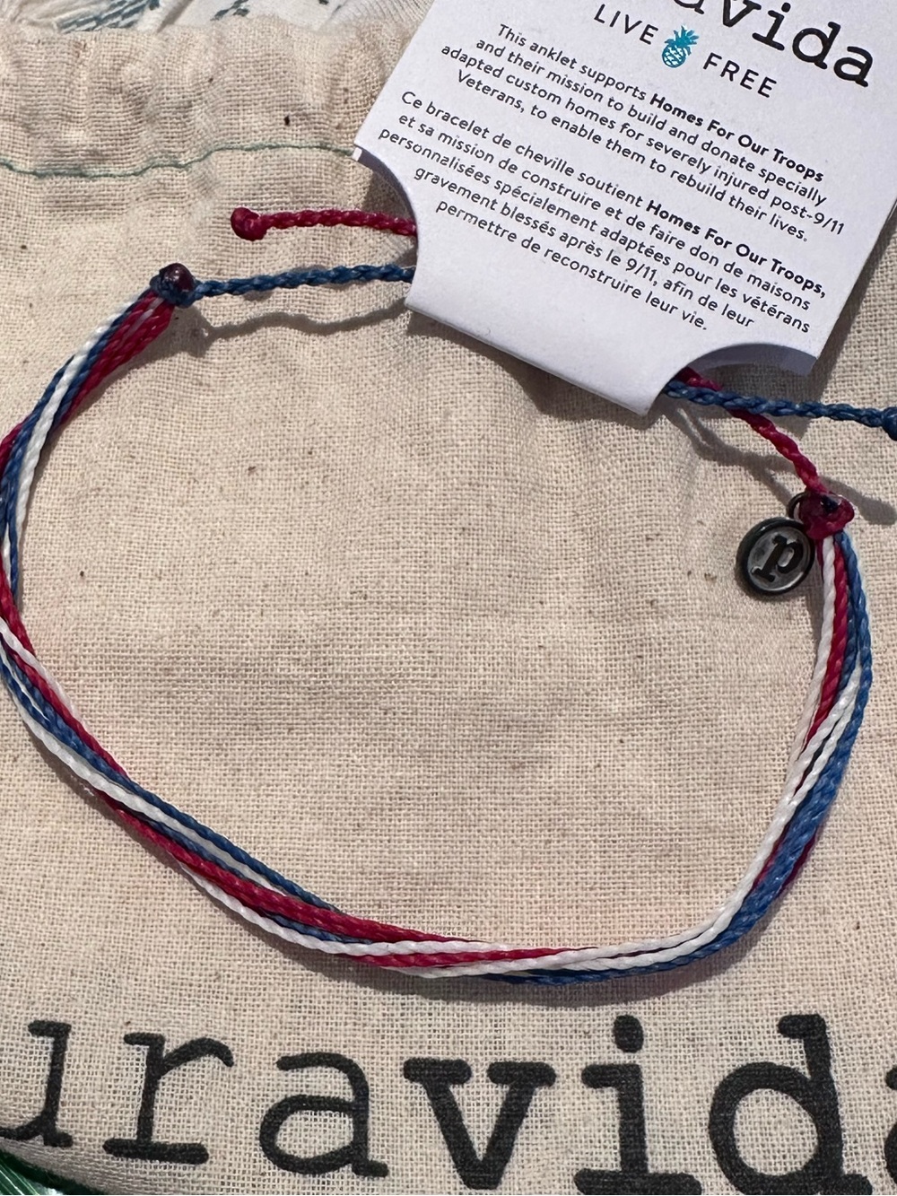 PURA VIDA Patriotic "Home For Our Troops" Anklet NEW Unisex RARE! - Picture 3 of 6